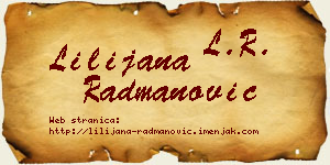 Lilijana Radmanović vizit kartica